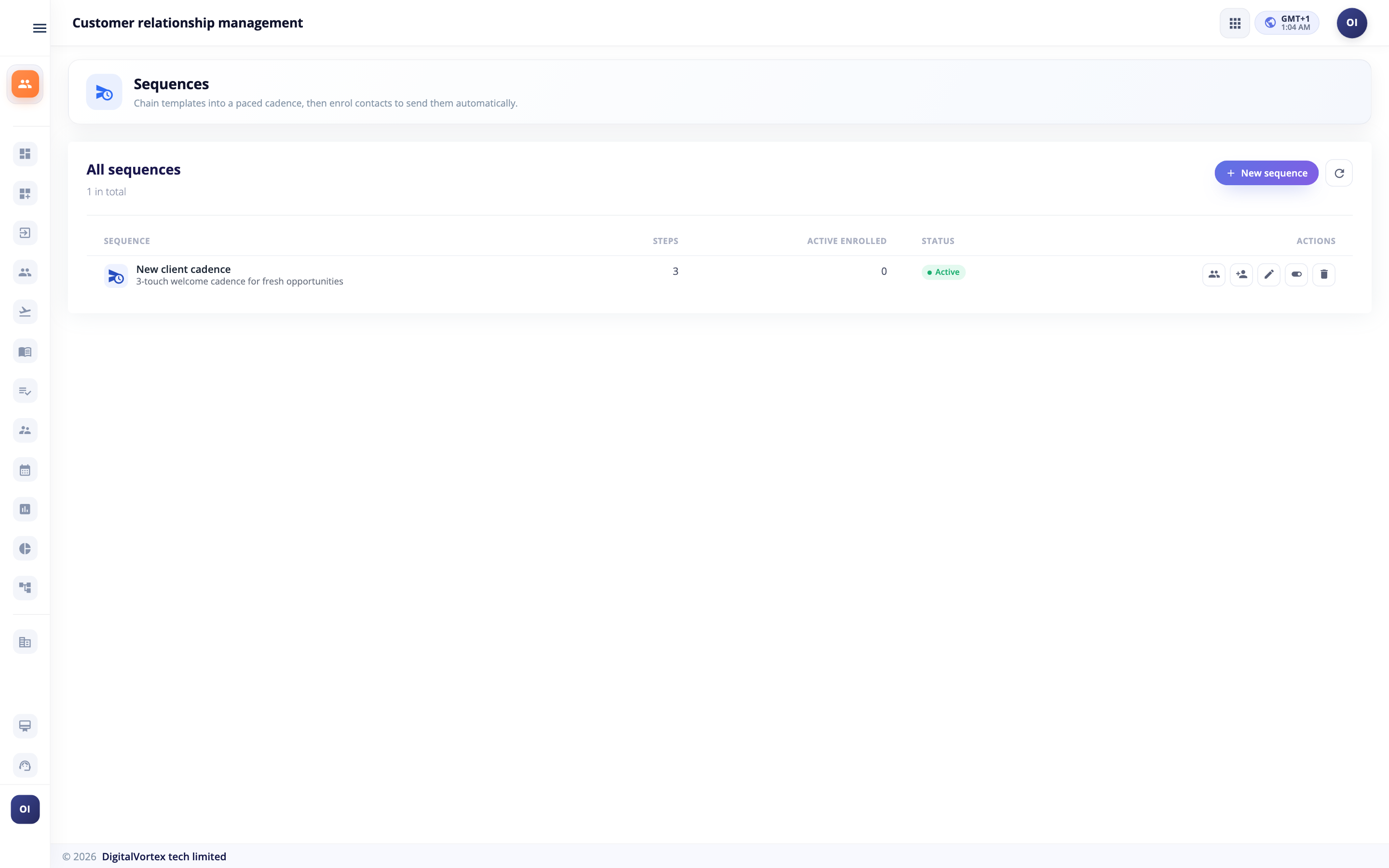 Sequences in Hubtoll CRM