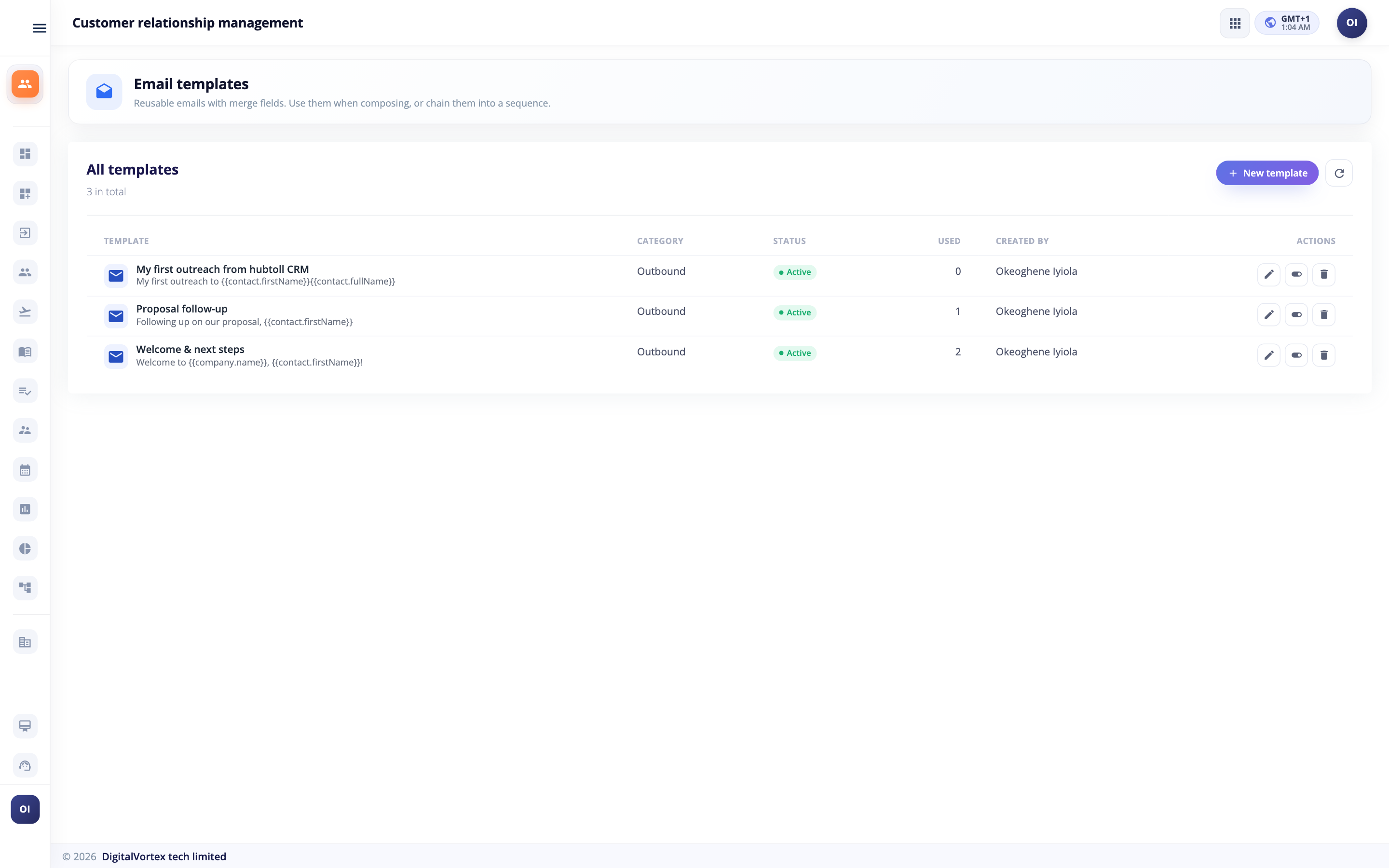 Email Templates in Hubtoll CRM
