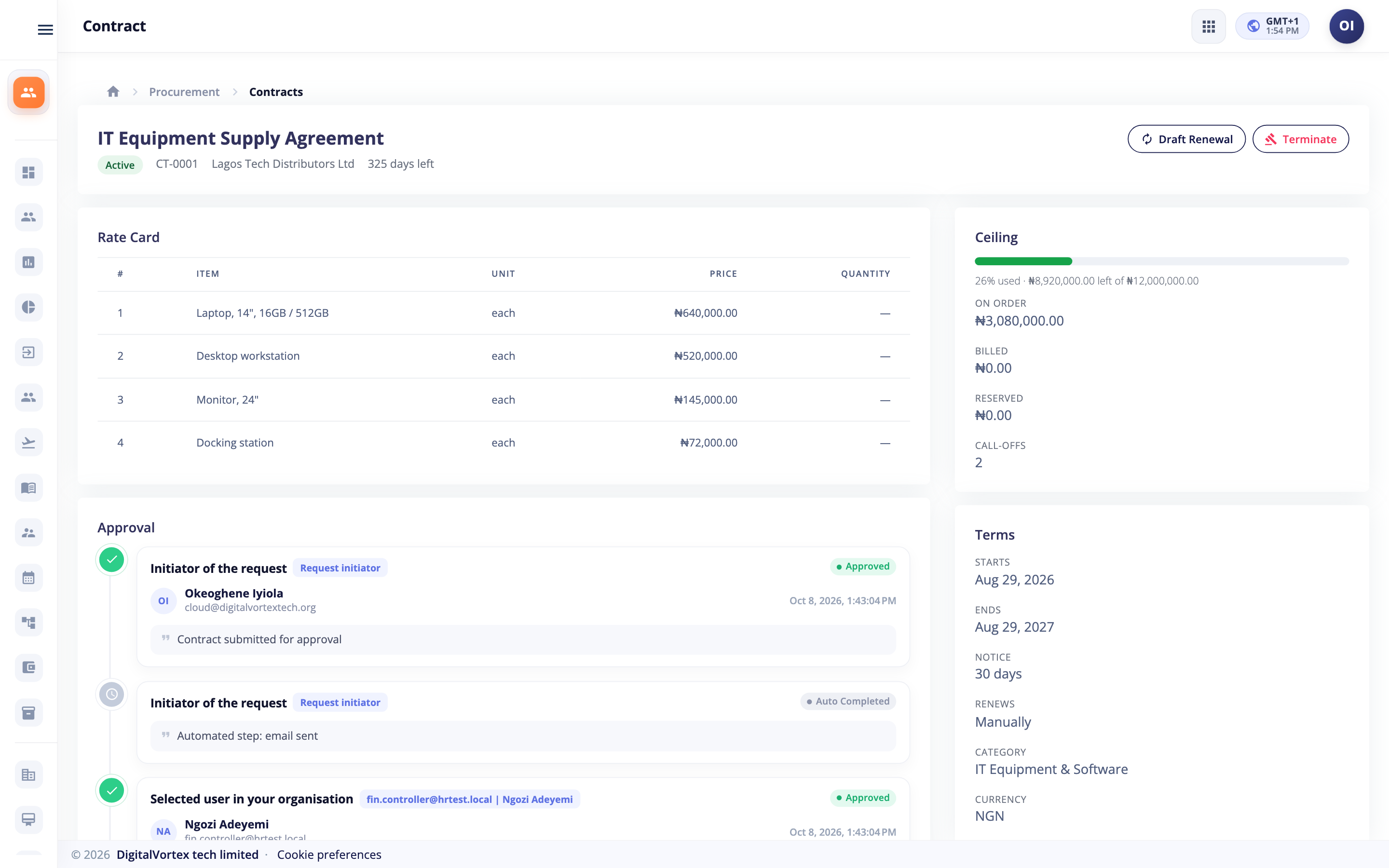 Contracts & Catalog in Hubtoll Procurement